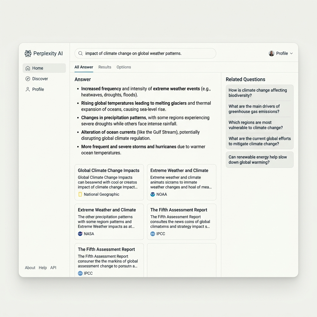 Perplexity AI Search Interface